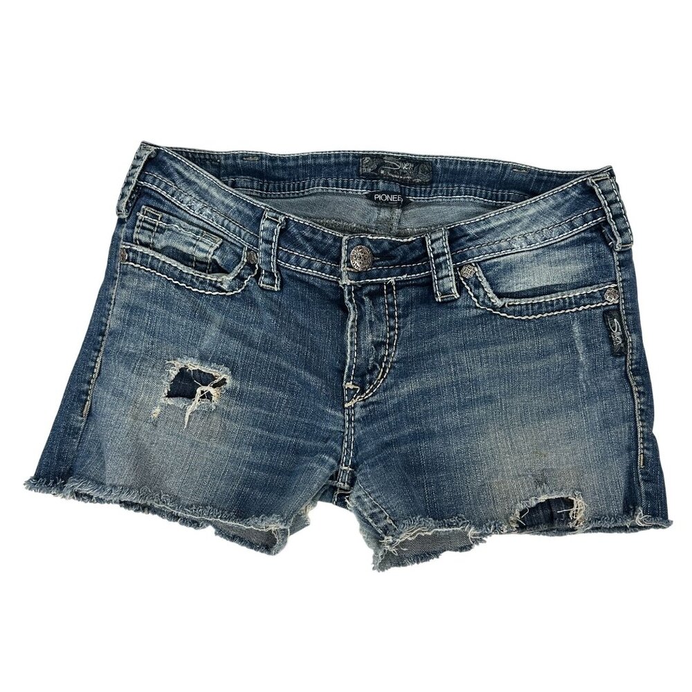Silver Jeans Co. Distressed Pioneer Denim Jean Shorts W33 / L31